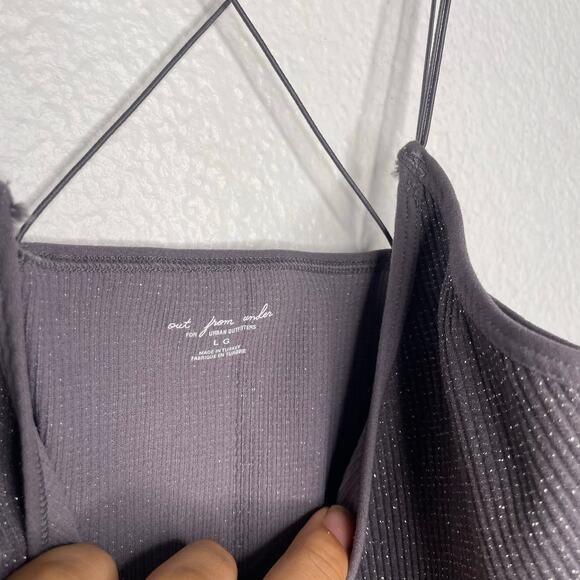 Out From Under Urban Outfitters Womens Top Size L Gray Sparkly Cropped - Picture 2 of 8